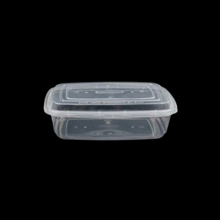 12 Oz Rectangular Plastic Containers with Lid - Microwave Safe - Clear- 150pcs/ Box
