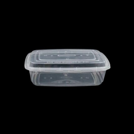 16 Oz Rectangular Plastic Containers with Lid-Microwave Safe- Clear -150pcs/ Box