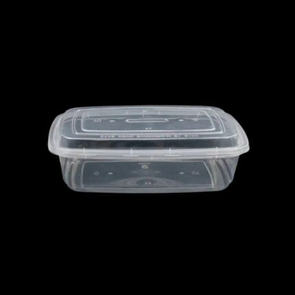 24 Oz Rectangular Plastic Containers with Lid - Microwave Safe - Clear- 150pcs/ Box