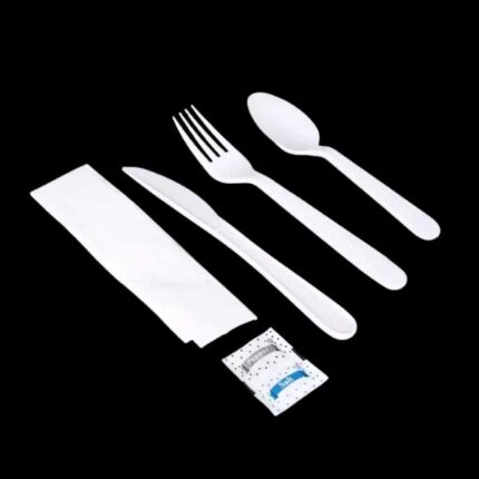 6 Pcs Cutlery Kit (Napkin, Fork 6, Knife 6, Spoon, Salt and Pepper) 250pcs-Cornstarch