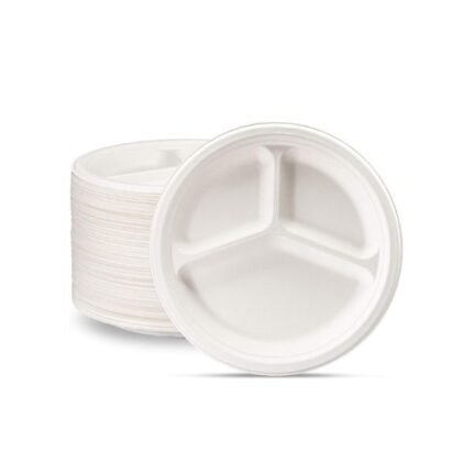 Round compartment bagasse plates