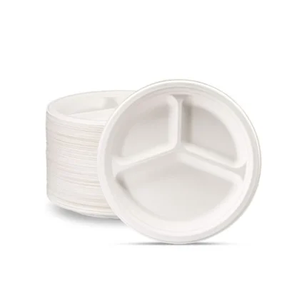 Round compartment bagasse plates