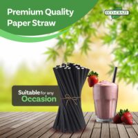 8″ Wrapped Milkshake Straw Black