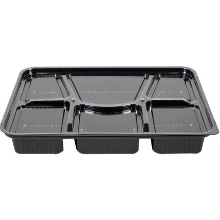 6 Comp Take-Out with Lid – Black – PP