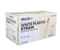 Value+ - 8" White Plastic Straw - Milkshake - Wrapped - 6 mm