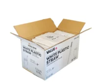 Value+ - 8" White Plastic Straw - Milkshake - Wrapped - 6 mm